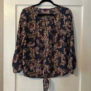 West Kei Navy Floral Blouse Size L